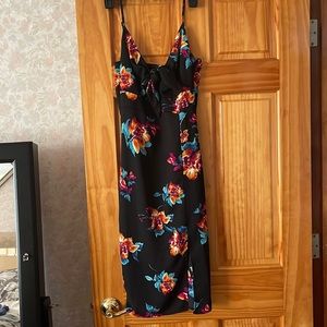 Black mini dress with flowers